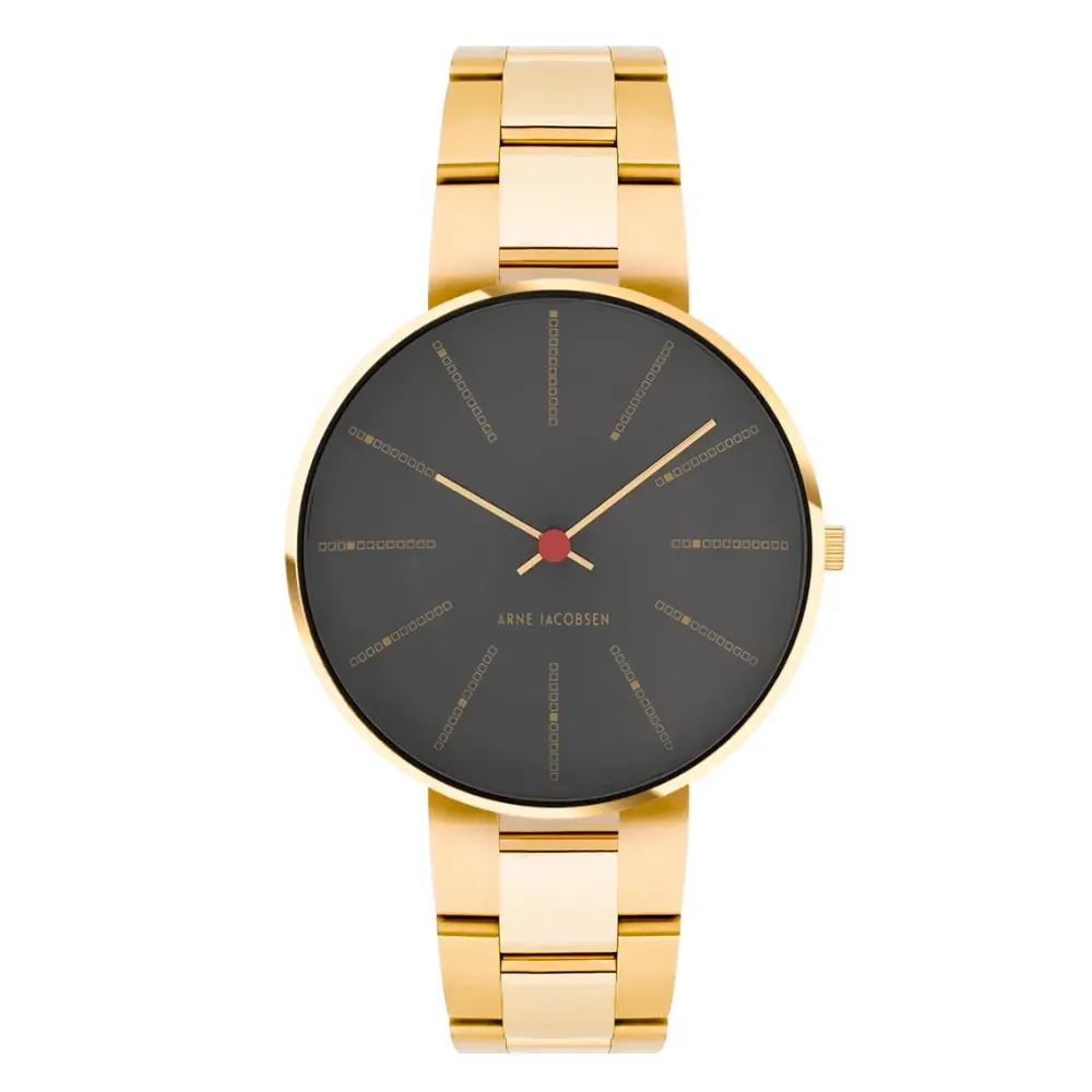 Arne Jacobsen Bankers 34mm 53109-1629 | Dame Dameure Med Lænke | Dameure I Gulddouble