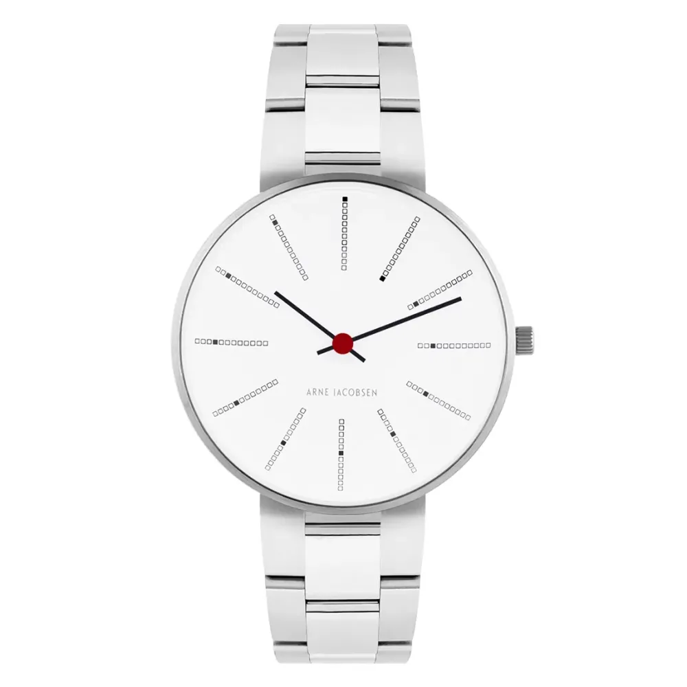 Arne Jacobsen Bankers 34mm 53101-1628 | Dame Dameure I Stål | Dameure Med Lænke
