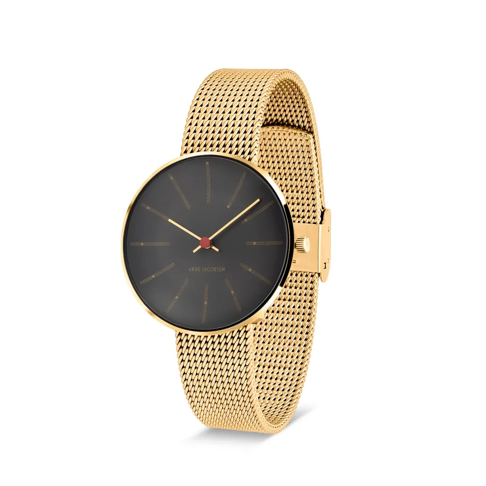 Arne Jacobsen Bankers 34mm 53109-1609 | Dame Dameure Med Lænke | Dameure I Gulddouble