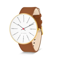 Arne Jacobsen Bankers 40mm 53108-2017G | Dame Dameure Med Rem | Dameure I Gulddouble