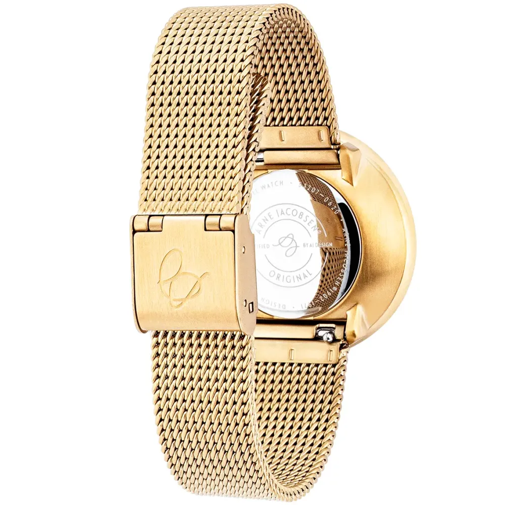 Arne Jacobsen Bankers 34mm 53109-1609 | Dame Dameure Med Lænke | Dameure I Gulddouble