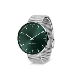 Arne Jacobsen City Hall 40mm 53209-2008 | Dame Dameure I Stål | Herreure Med Lænke