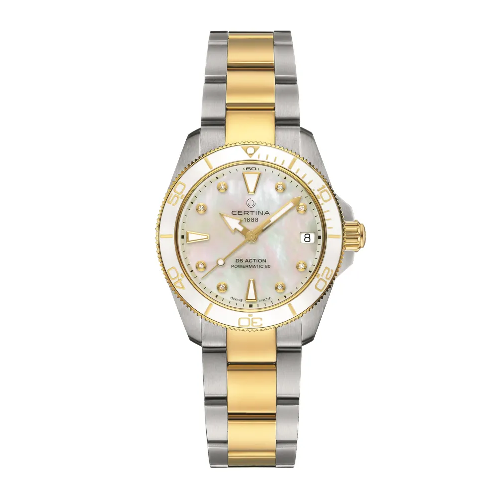 Certina ure Certina DS Action 34,5mm Powermatic 80 C032.007.22.116.00 | Dame Dameure Med Lænke | Dameure I Bicolor