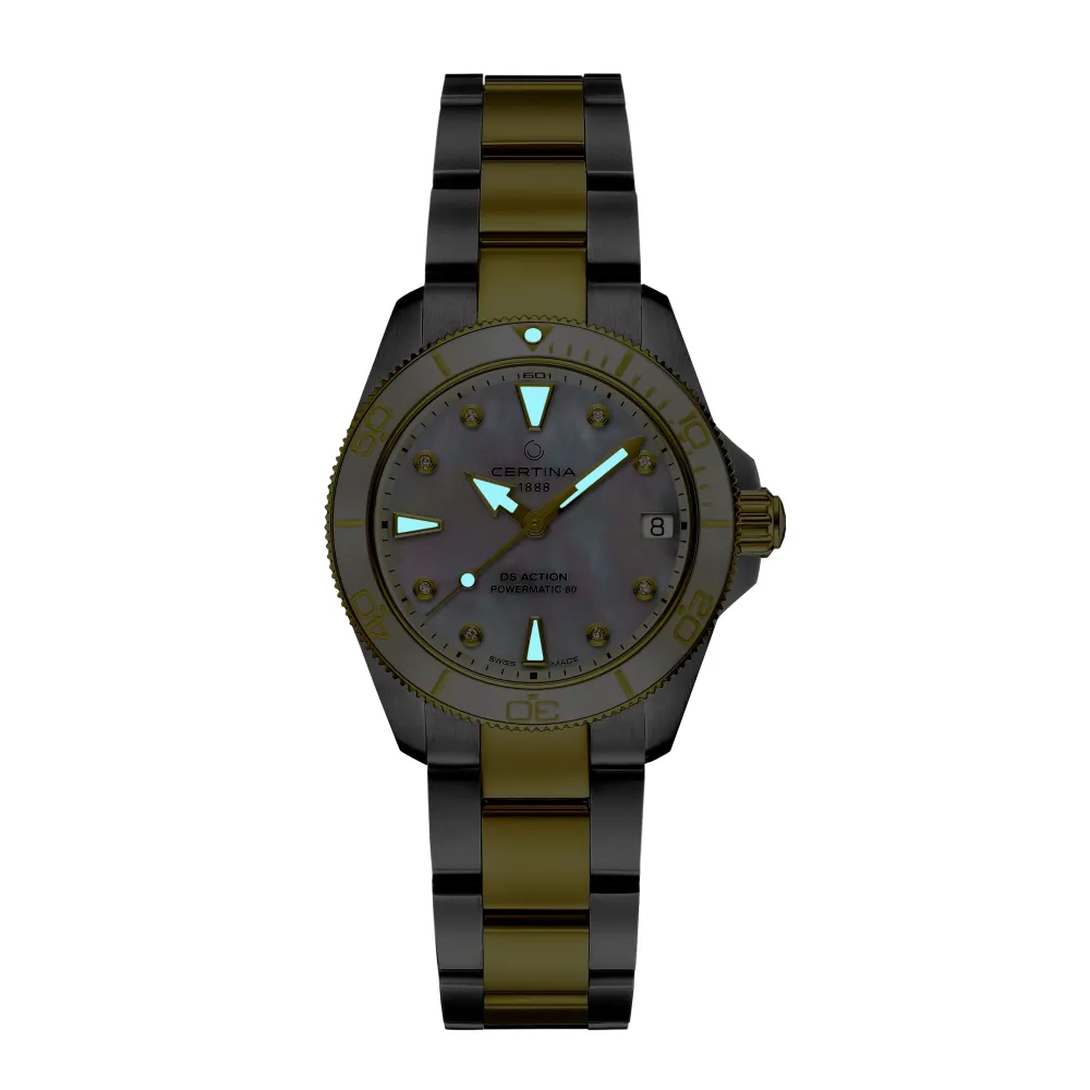 Certina ure Certina DS Action 34,5mm Powermatic 80 C032.007.22.116.00 | Dame Dameure Med Lænke | Dameure I Bicolor