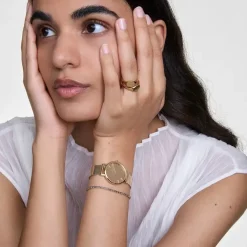 Daniel Wellington ure Daniel Wellington Petite Mirror 28mm DW00100797 | Dame Dameure Med Lænke | Dameure I Gulddouble