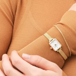 Daniel Wellington ure Daniel Wellington Quadro Mini Evergold DW00100725 | Dame Dameure Med Lænke | Dameure I Gulddouble
