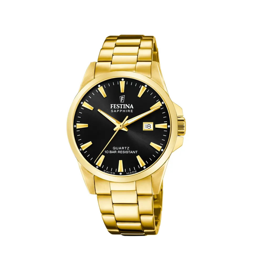 Festina ure Festina Swiss Made F20044/6 | Herreure Med Lænke | Herreure I Gulddouble