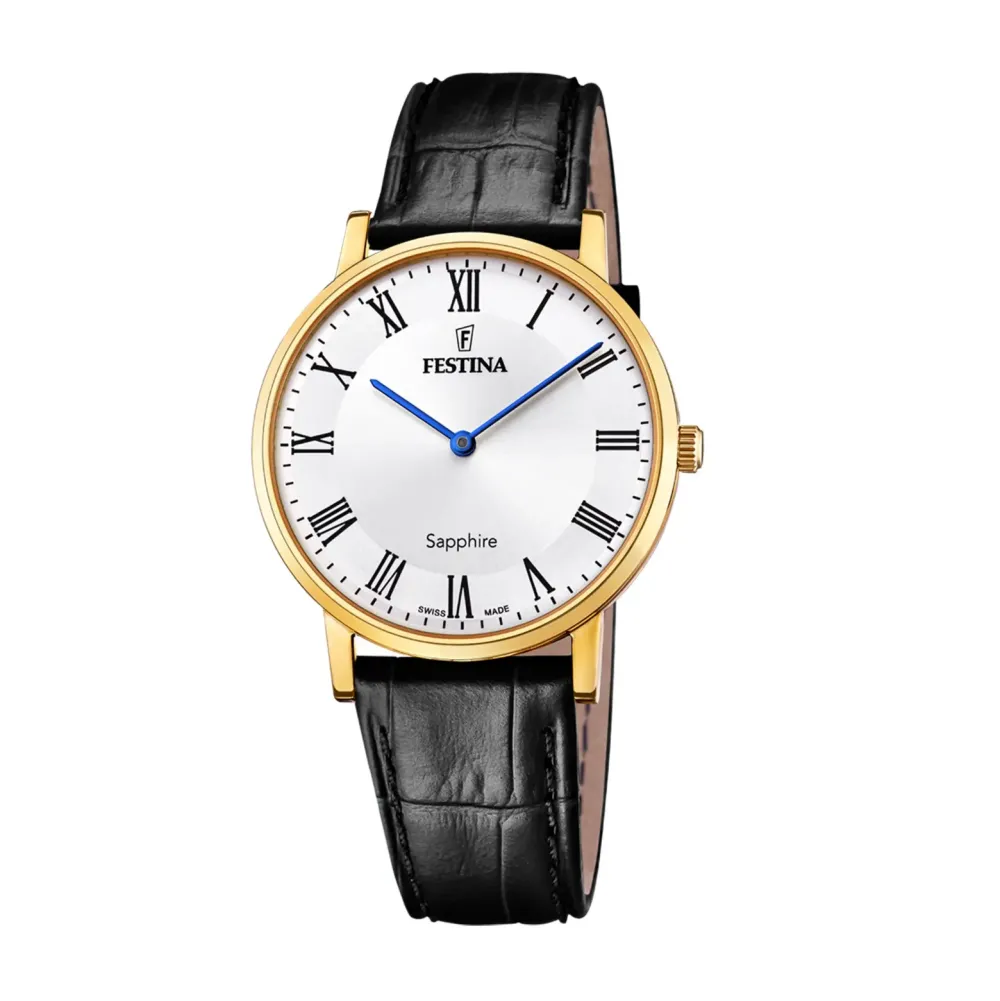 Festina ure Festina Swiss Made F20016/4 | Herreure Med Rem | Herreure I Gulddouble