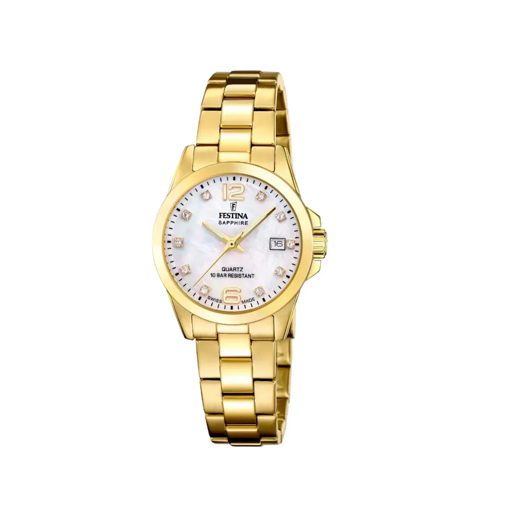 Festina ure Festina Swiss Made F20050/1 | Dame Dameure Med Lænke | Dameure I Gulddouble