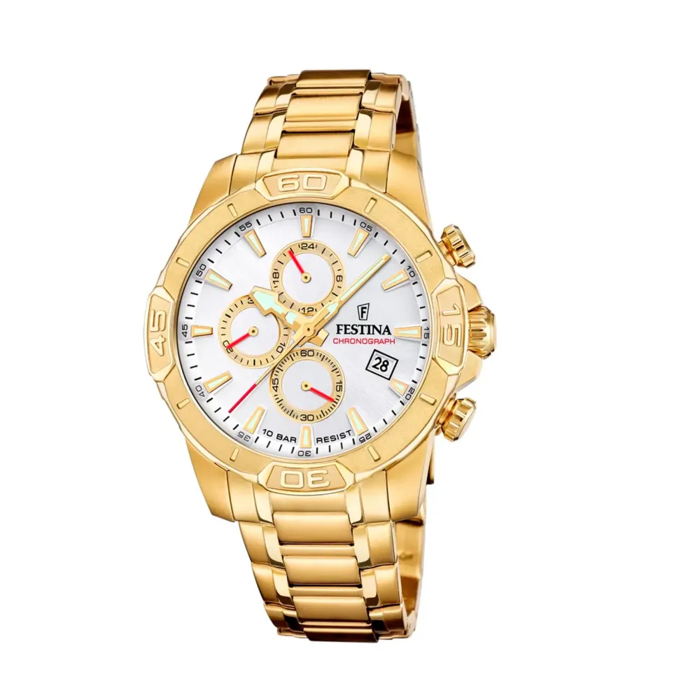 Festina ure Festina Timeless Chronograph F20705/1 | Herreure Med Lænke | Herreure I Gulddouble