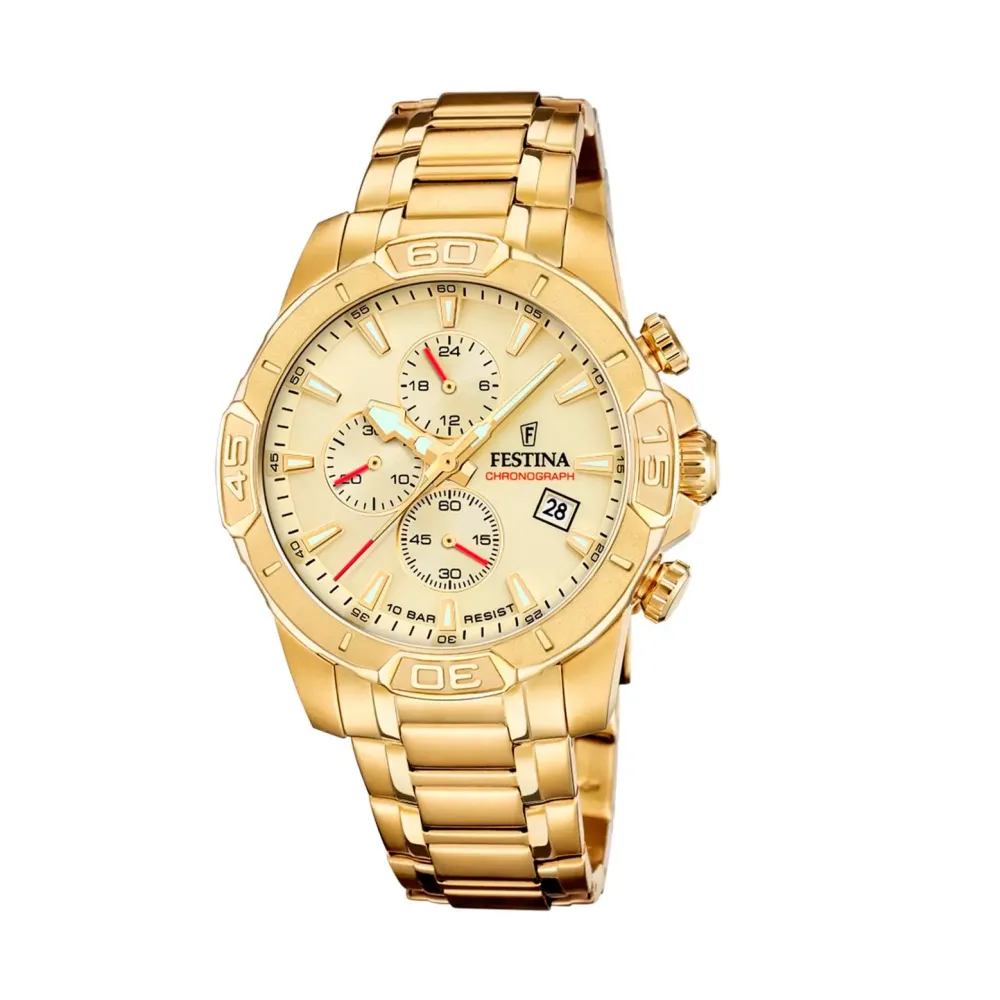 Festina ure Festina Timeless Chronograph F20705/2 | Herreure Med Lænke | Herreure I Gulddouble