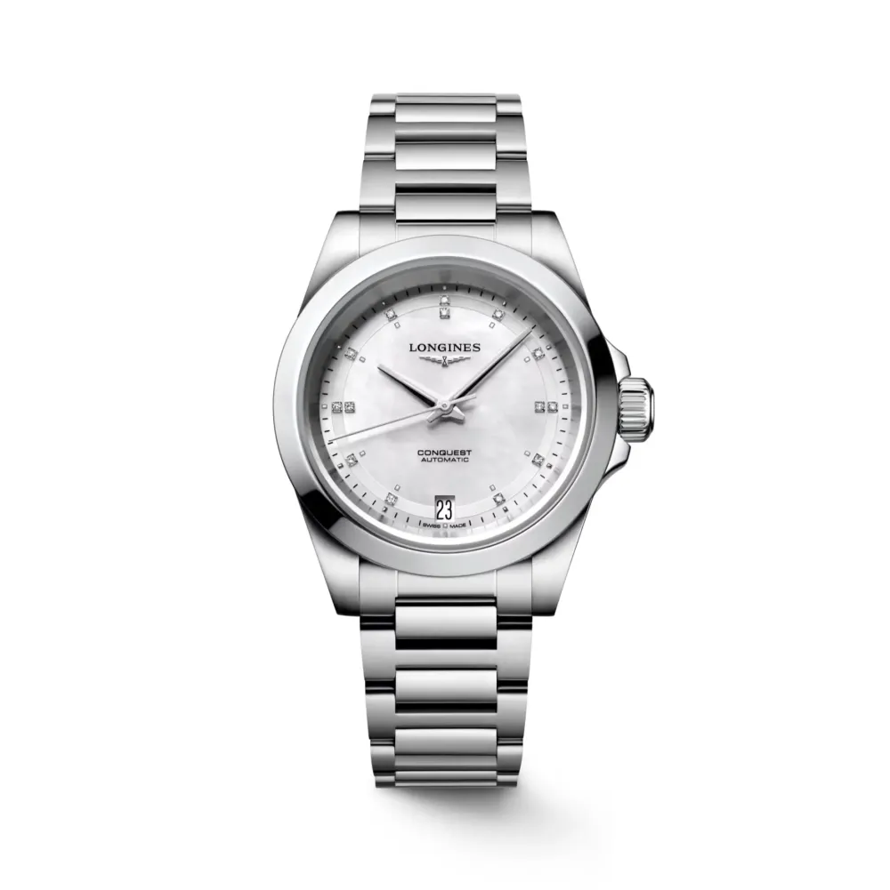 Longines Conquest 34mm L3.430.4.87.6 | Dame Dameure I Stål | Dameure Med Lænke