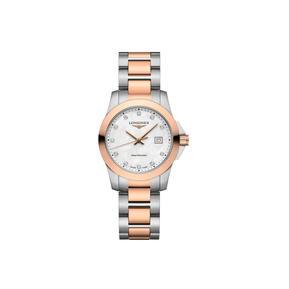 Longines Conquest 29,5mm L3.376.3.88.7 | Dame Dameure Med Lænke | Dameure I Bicolor
