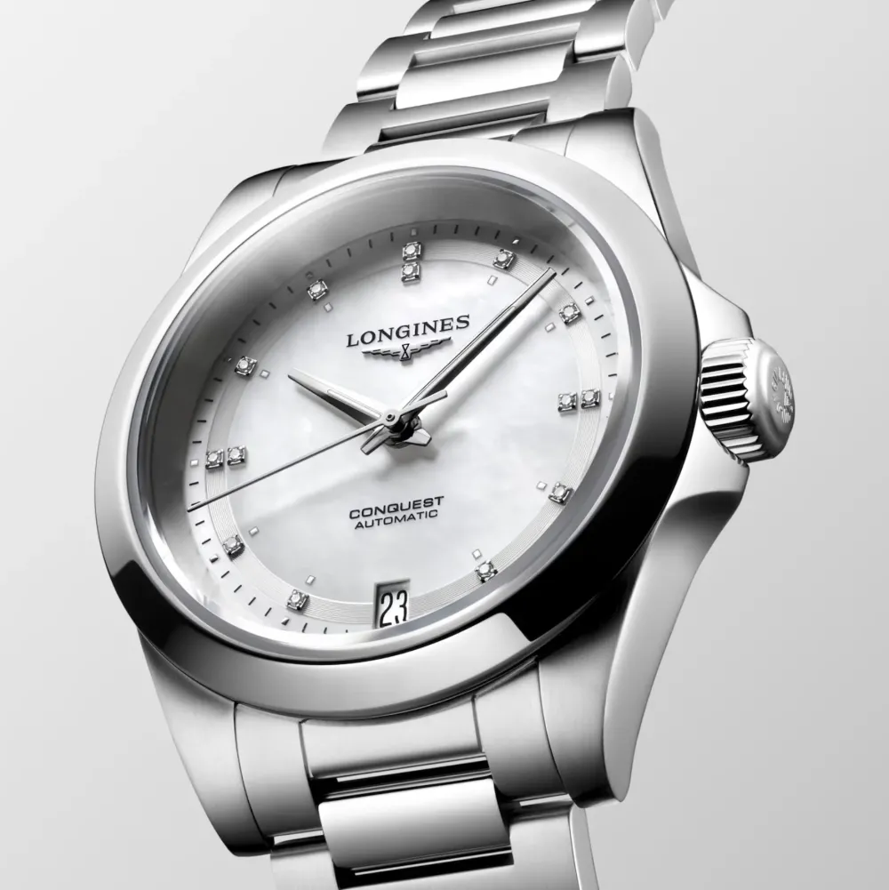 Longines Conquest 34mm L3.430.4.87.6 | Dame Dameure I Stål | Dameure Med Lænke