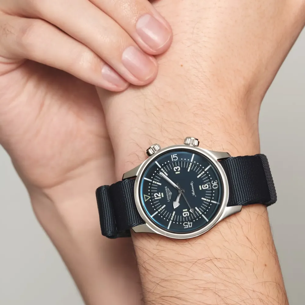 Longines Heritage Legend Diver 39mm L3.764.4.90.2 | Herreure Med Rem | Herreure I Stål