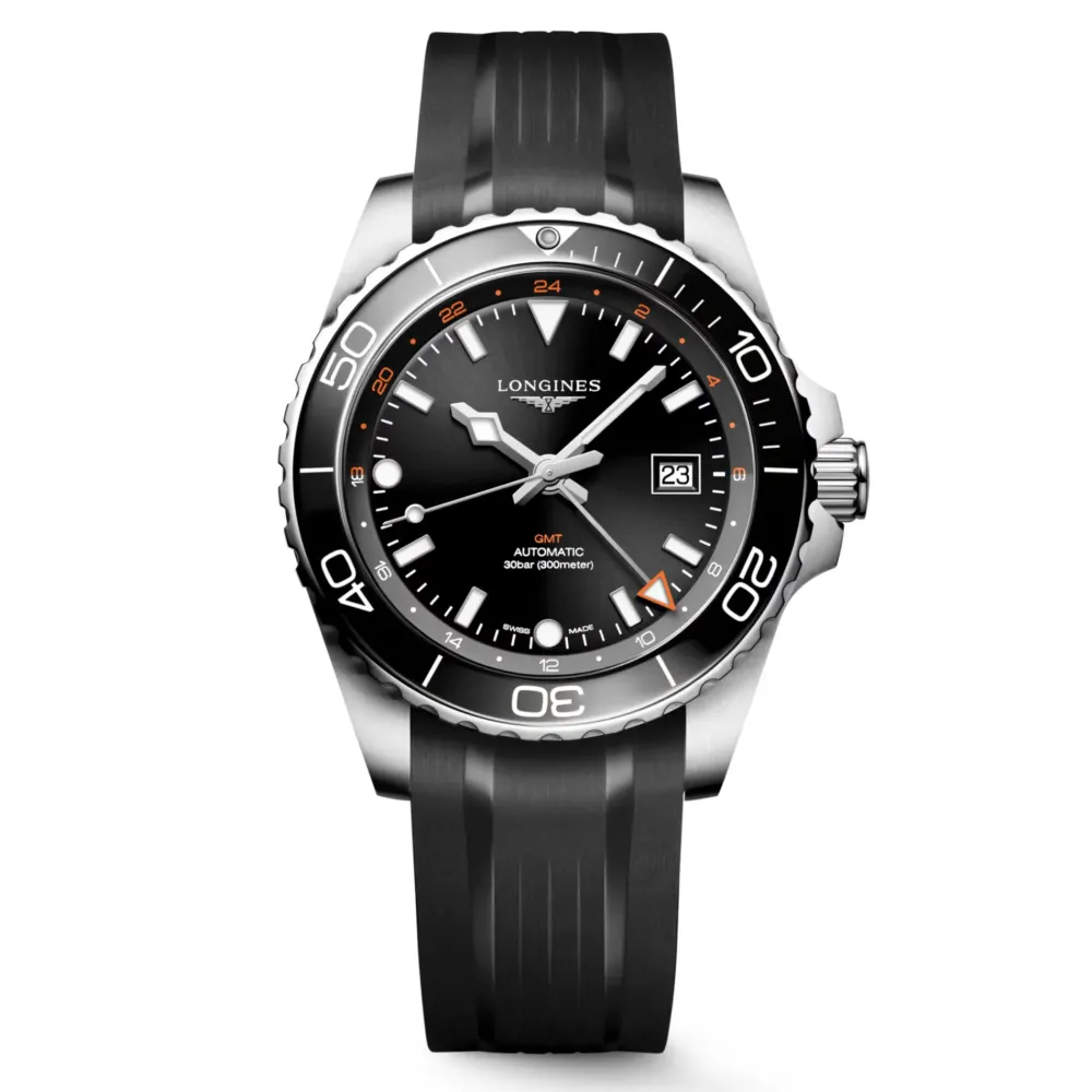 Longines HydroConquest GMT 43mm L3.890.4.56.9 | Herreure Med Rem | Herreure I Stål