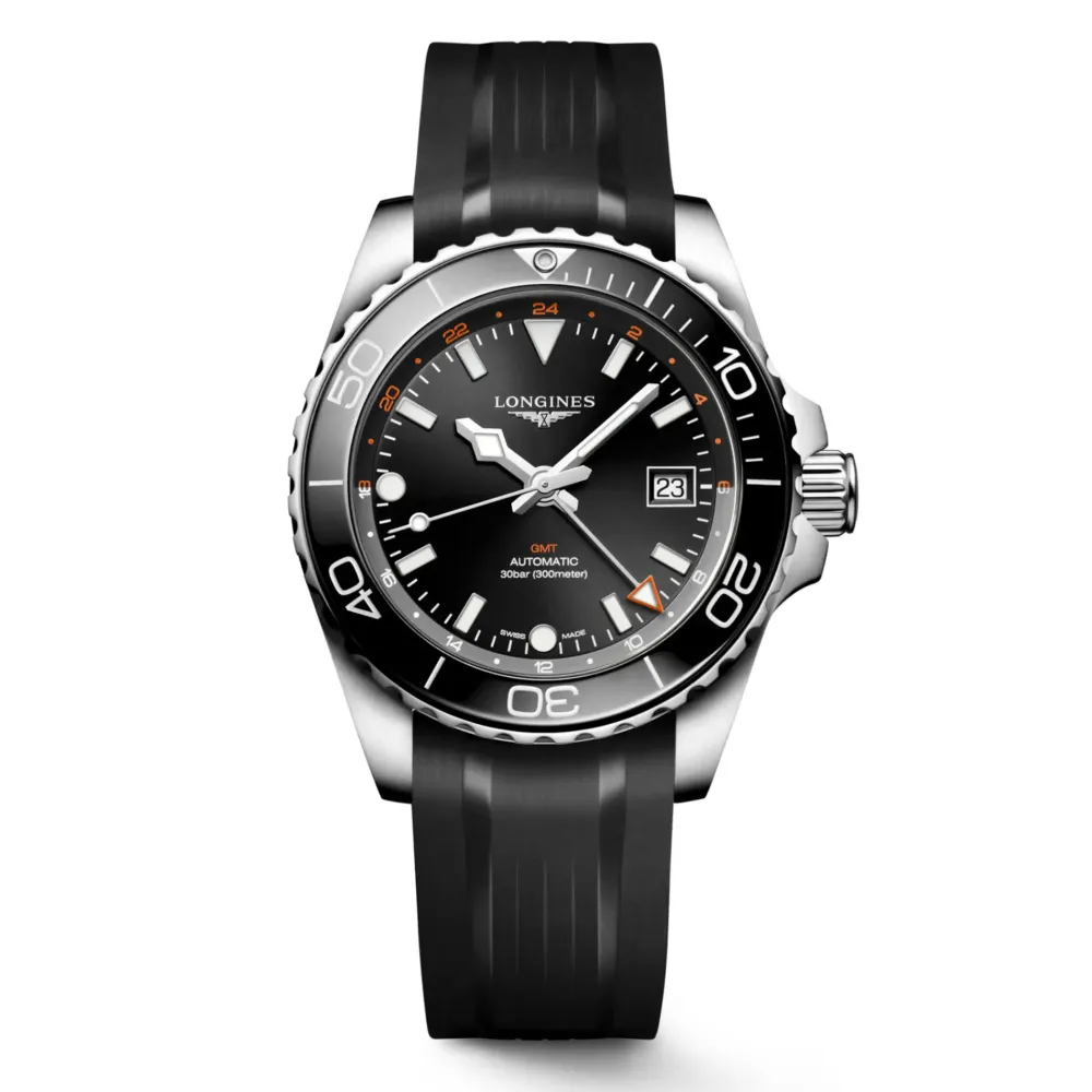 Longines HydroConquest GMT 41mm L3.790.4.56.9 | Herreure Med Rem | Herreure I Stål