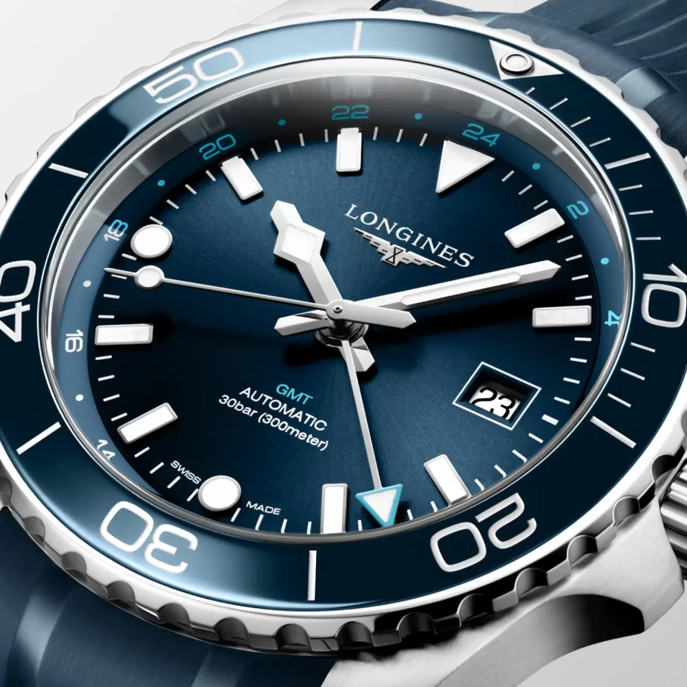 Longines HydroConquest GMT 43mm L3.890.4.96.9 | Herreure Med Rem | Herreure I Stål