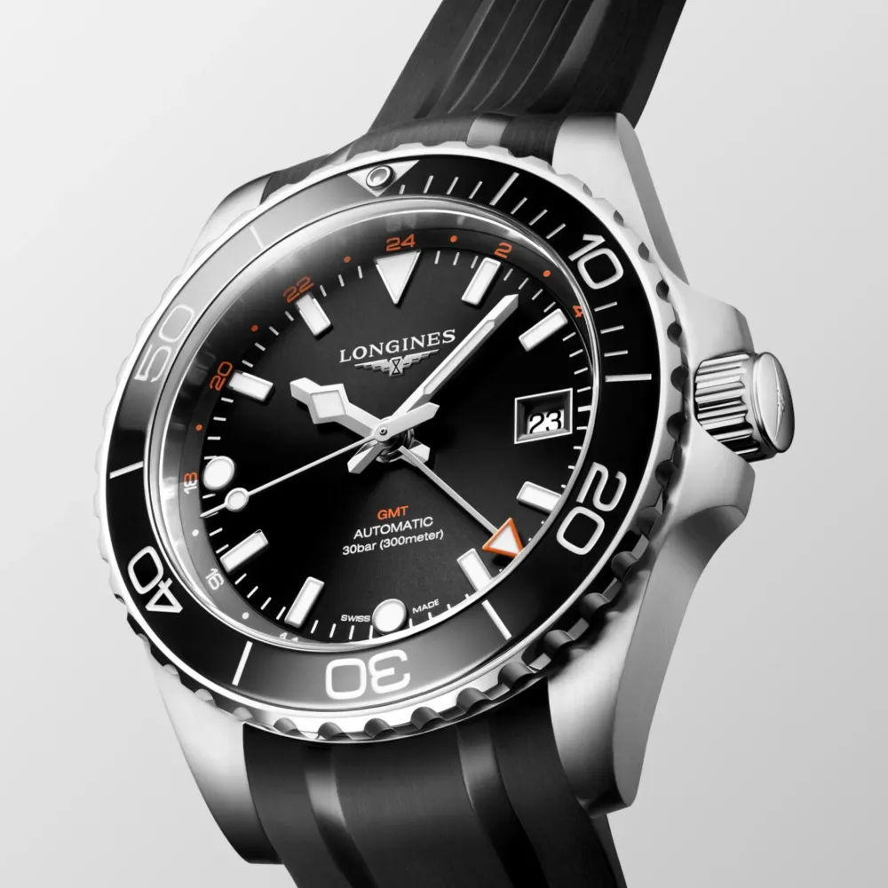 Longines HydroConquest GMT 41mm L3.790.4.56.9 | Herreure Med Rem | Herreure I Stål