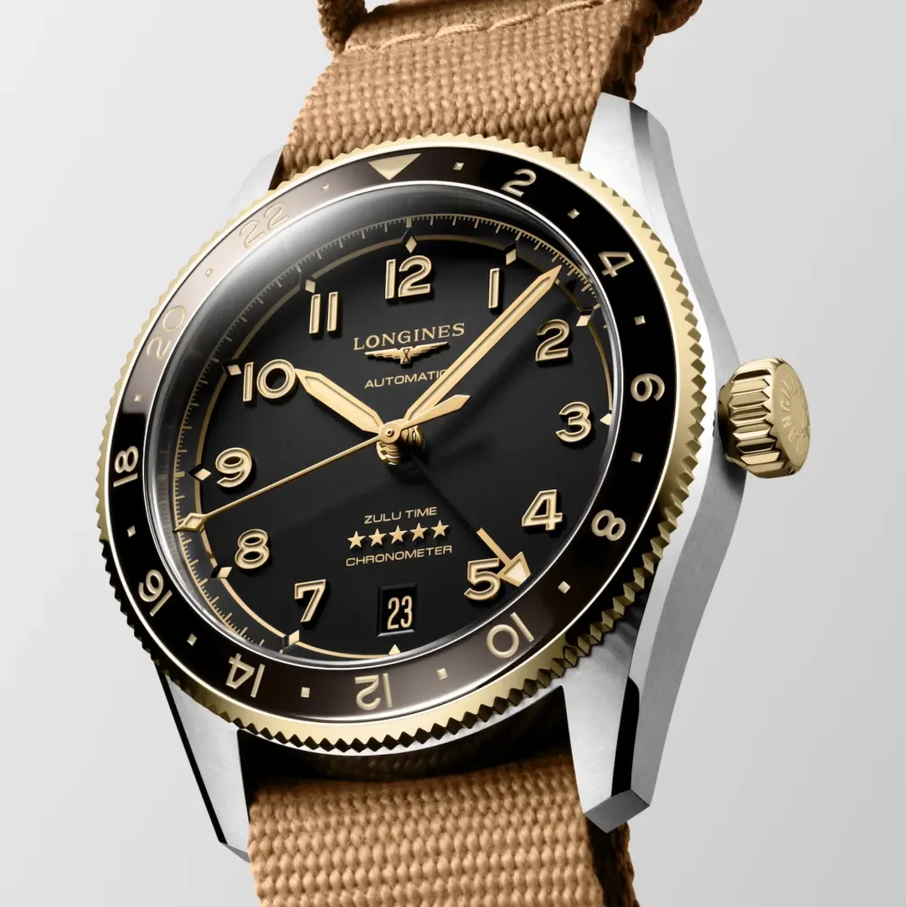 Longines Spirit Zulu Time 39mm L3.802.5.53.9 | Herreure Med Rem | Herreure I Bicolor