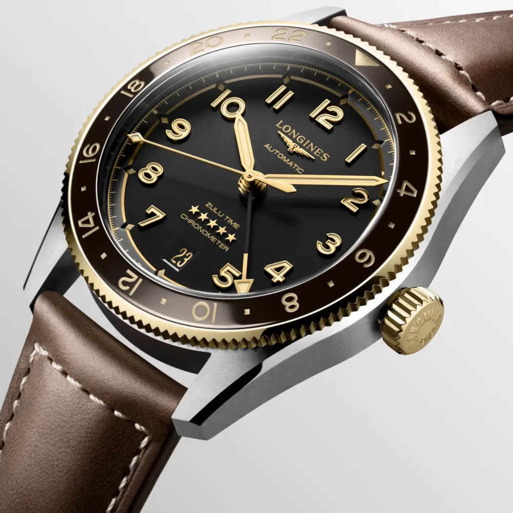 Longines Spirit Zulu Time 39mm L3.802.5.53.2 | Herreure Med Rem | Herreure I Bicolor