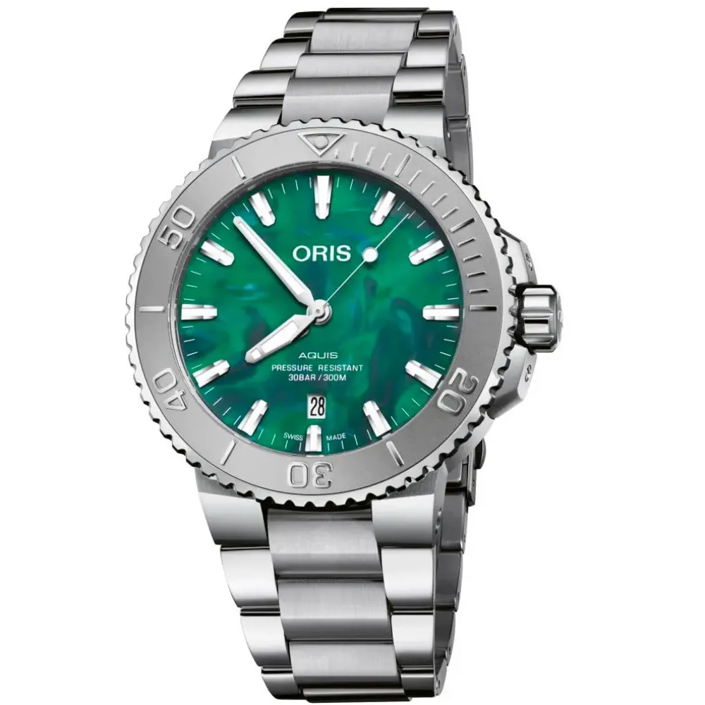 Oris ure Oris Aquis Date Bracenet 43,5mm 733 7730 4137MB | Herreure Med Lænke | Herreure I Stål