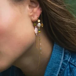 STINE A Jewelry Petit Ile de L'Amour double chain ørering 1238-02 | Øreringe | Forgyldte Sølvsmykker