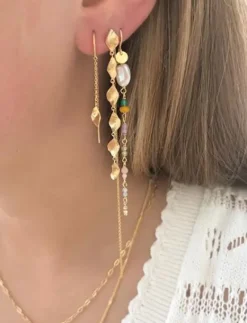 STINE A Jewelry Petit Ile de L'Amour double chain ørering 1238-02 | Øreringe | Forgyldte Sølvsmykker