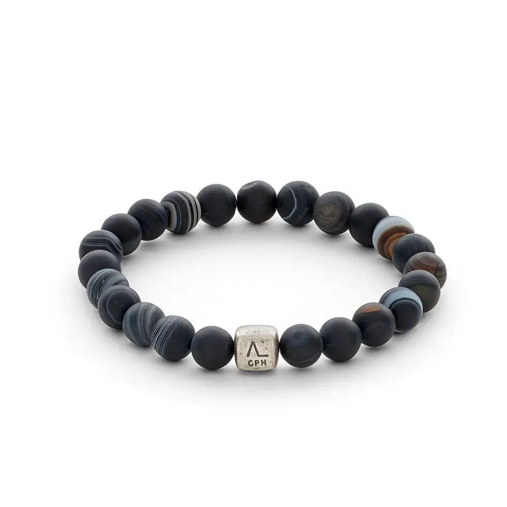 Alexander Lynggaard smykker Alexander Lynggaard ColorUp Striped Agate 8mm C00400| Herresmykker|Sølvsmykker