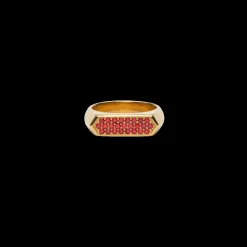 IX Studios smykker IX Studios Mini Hexagon ring Red DMN0308GDRP| Forgyldte Sølvsmykker|Ringe