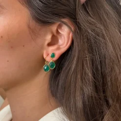Izabel Camille smykker Izabel Camille Sara øreringe A1862GS-GREENONYX| Forgyldte Sølvsmykker|Øreringe