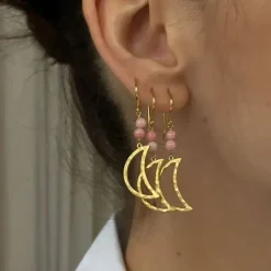 STINE A Jewelry Bella Moon with Coral ørering 1342-02| Øreringe|Forgyldte Sølvsmykker