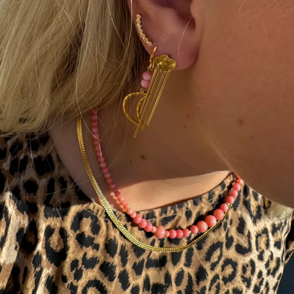STINE A Jewelry Bella Moon with Coral ørering 1342-02| Øreringe|Forgyldte Sølvsmykker