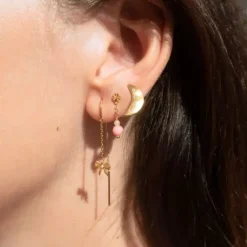 STINE A Jewelry Petit Bow Double Chain ørering 1353-02| Forgyldte Sølvsmykker|Øreringe